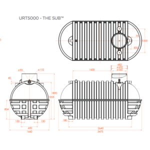 Illustration of Polymaster 5000 Litre Underground Tank Size Dimension