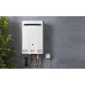 Rinnai Infinity 20 Continuous Flow Gas Hot Water on the Wall with Background
